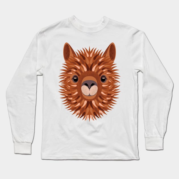 Alpaca serious portrait Long Sleeve T-Shirt by Julia_Faranchuk